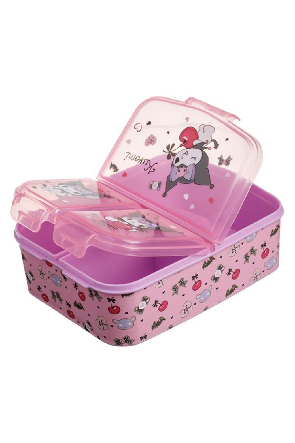 Caserola Roz cu 3 Compartimente & Model Kuromi - 790ml