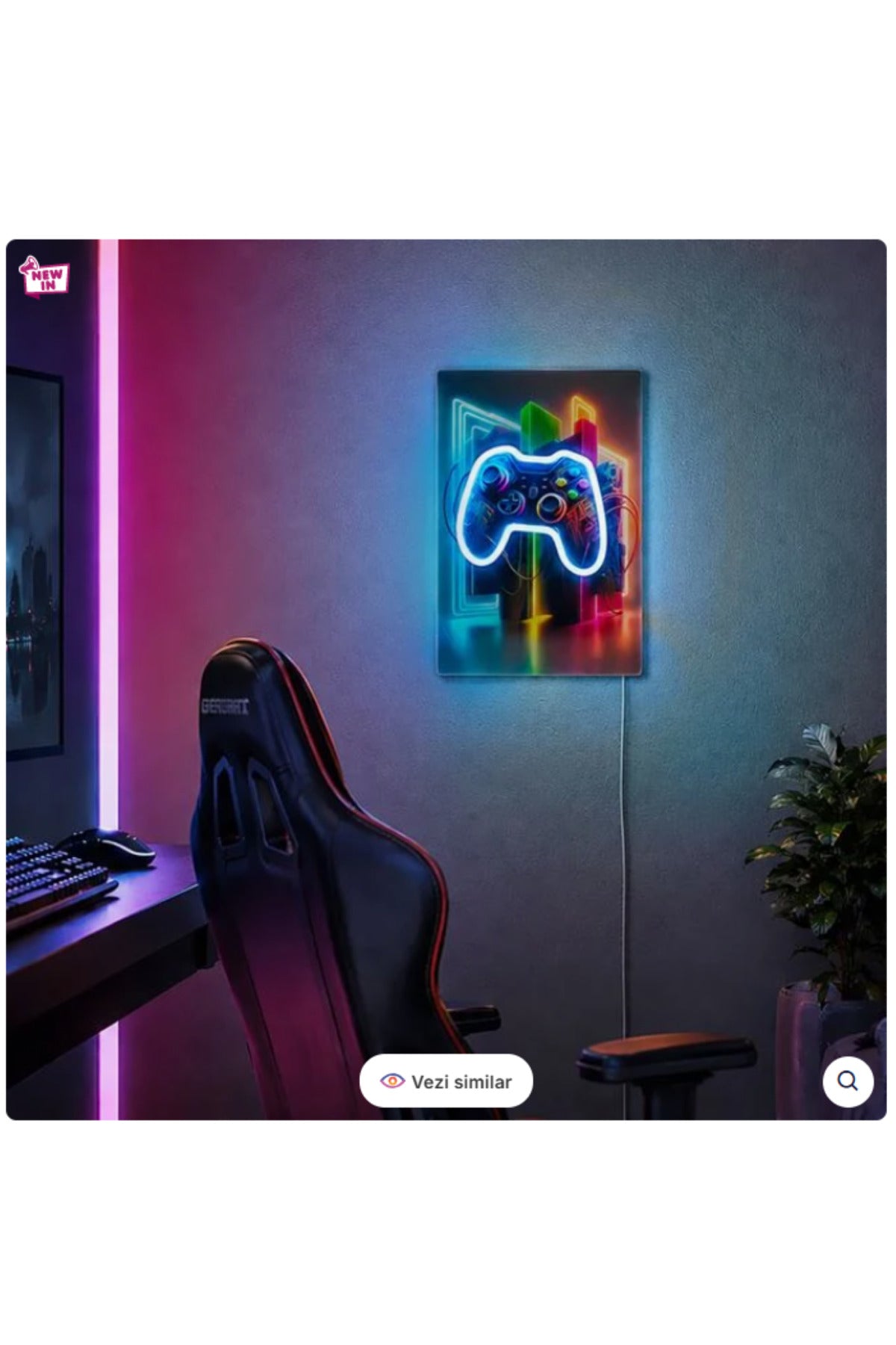 Tablou Acrilic cu Iluminare LED Neon Gaming 23,8x34cm
