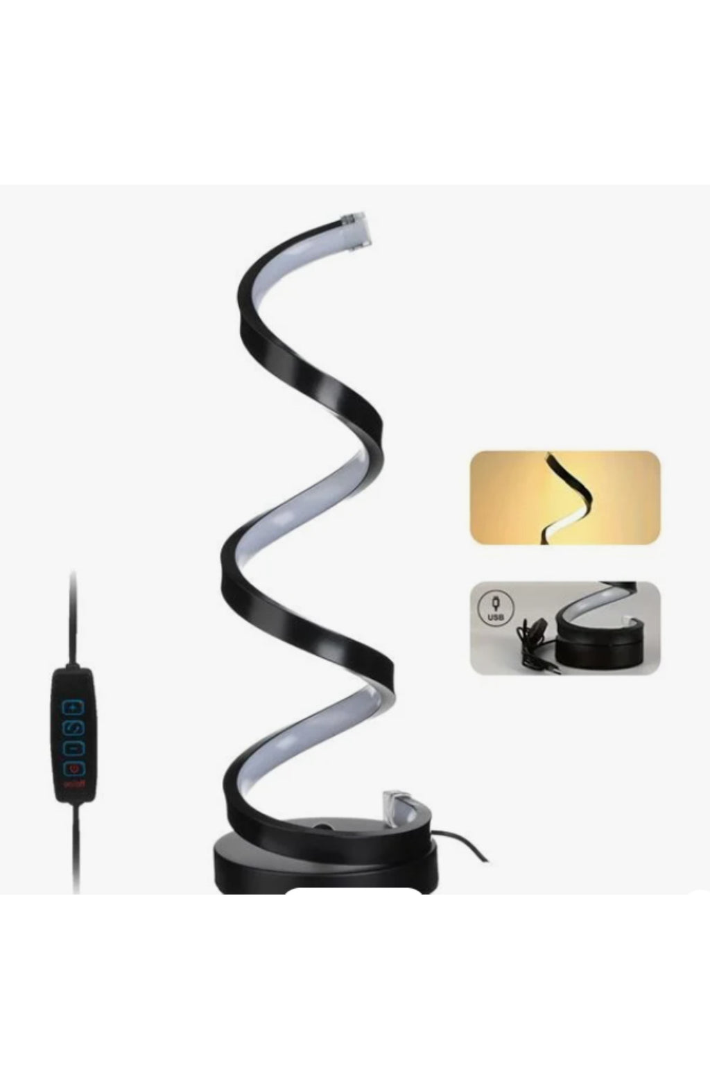 Lapma LED Neagra Spiralata cu USB & 3 Nuante Ø12x37cm