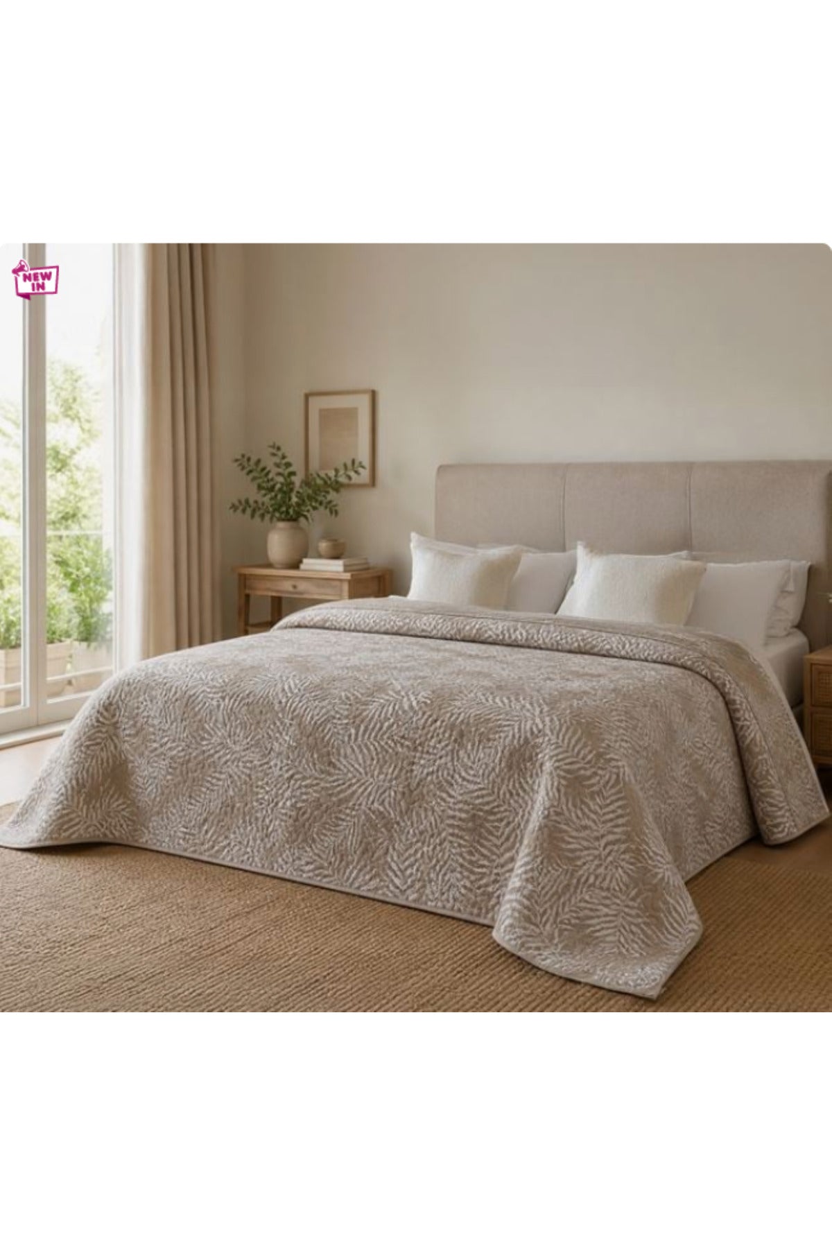 Cuvertura Matlasata Doua Fete Bej cu Model Reliefat 220x240cm