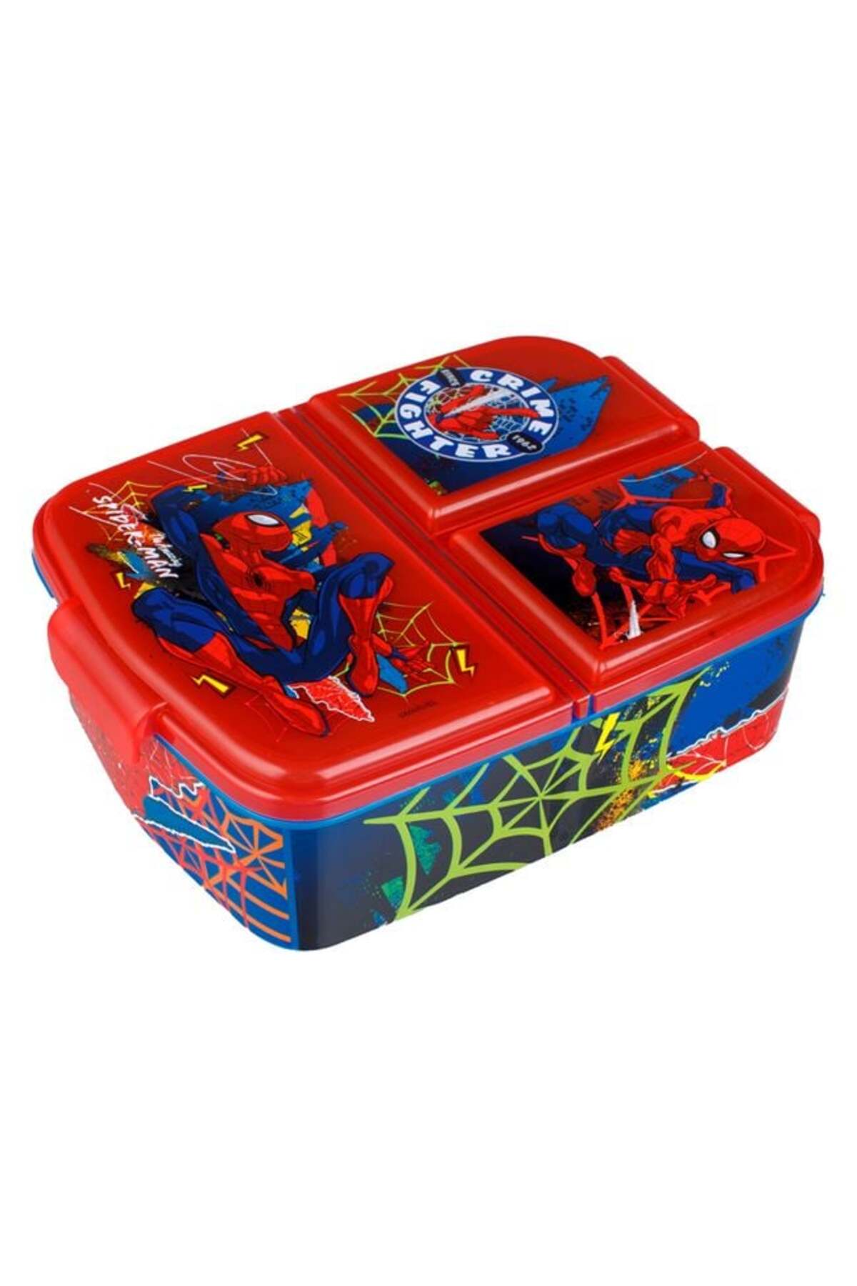 Caserola cu 3 Compartimente Albastra Rosie pentru Copii - 790 ml