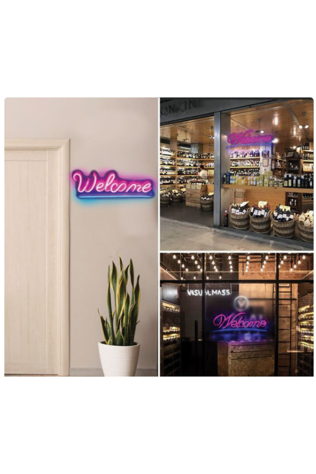 Lampa LED Neon Roz & Bleu "Welcome" 41x16cm