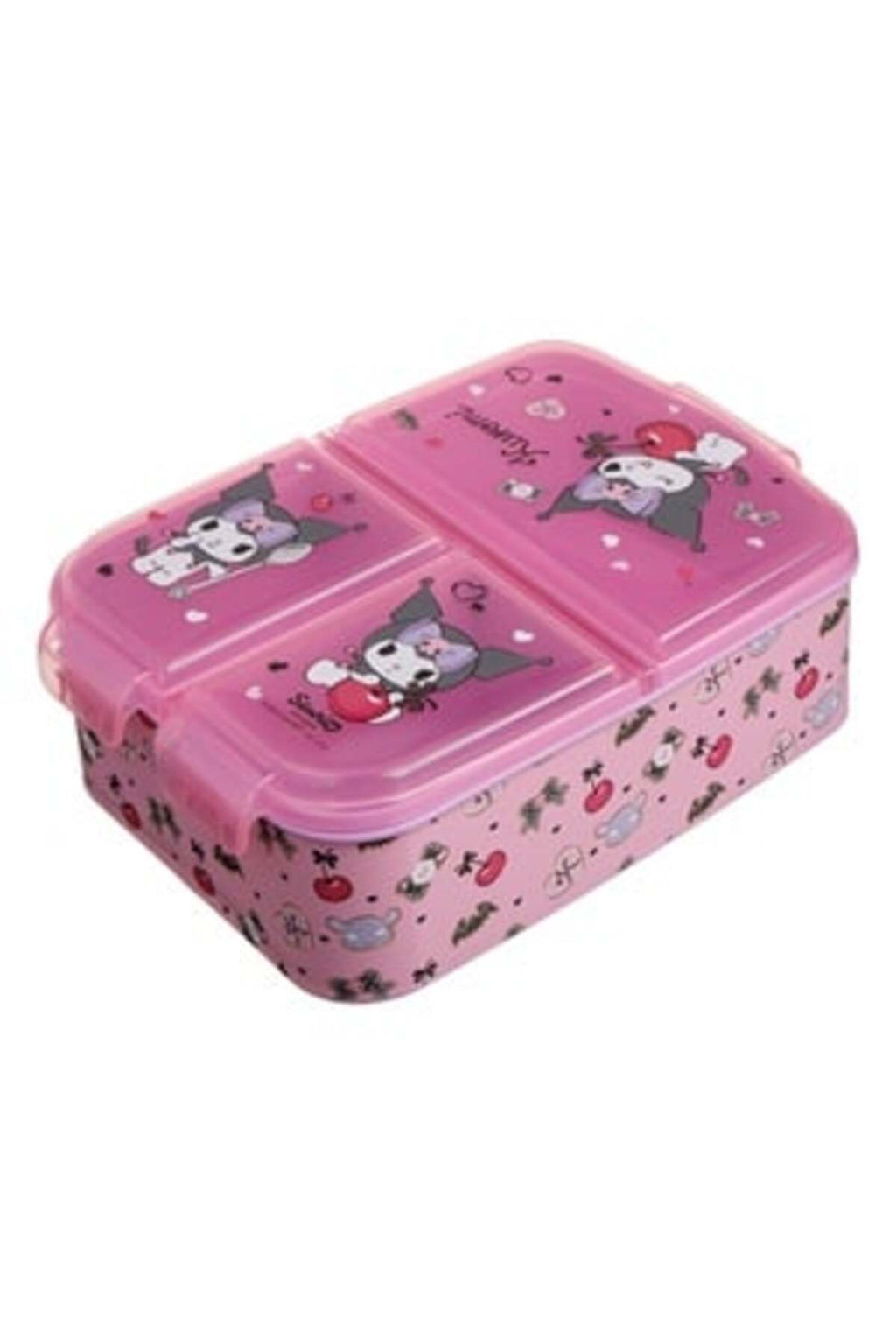Caserola Roz cu 3 Compartimente & Model Kuromi - 790ml