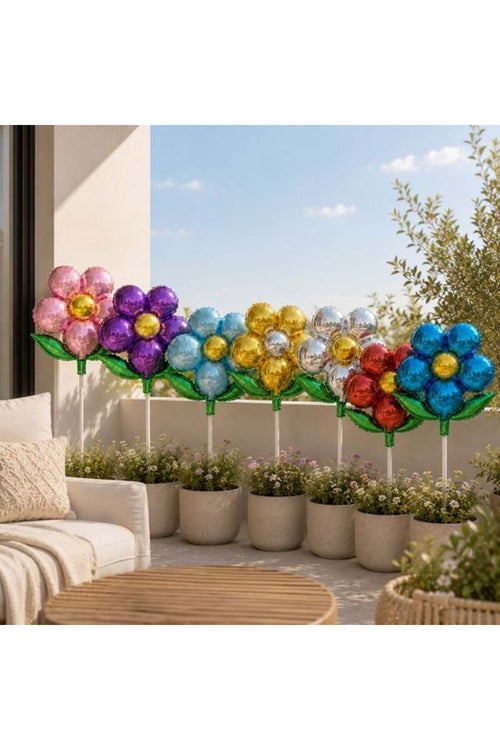 Baloane Party din Folie Buchet de Flori cu Stick-uri & Suporturi 40cm - 8buc