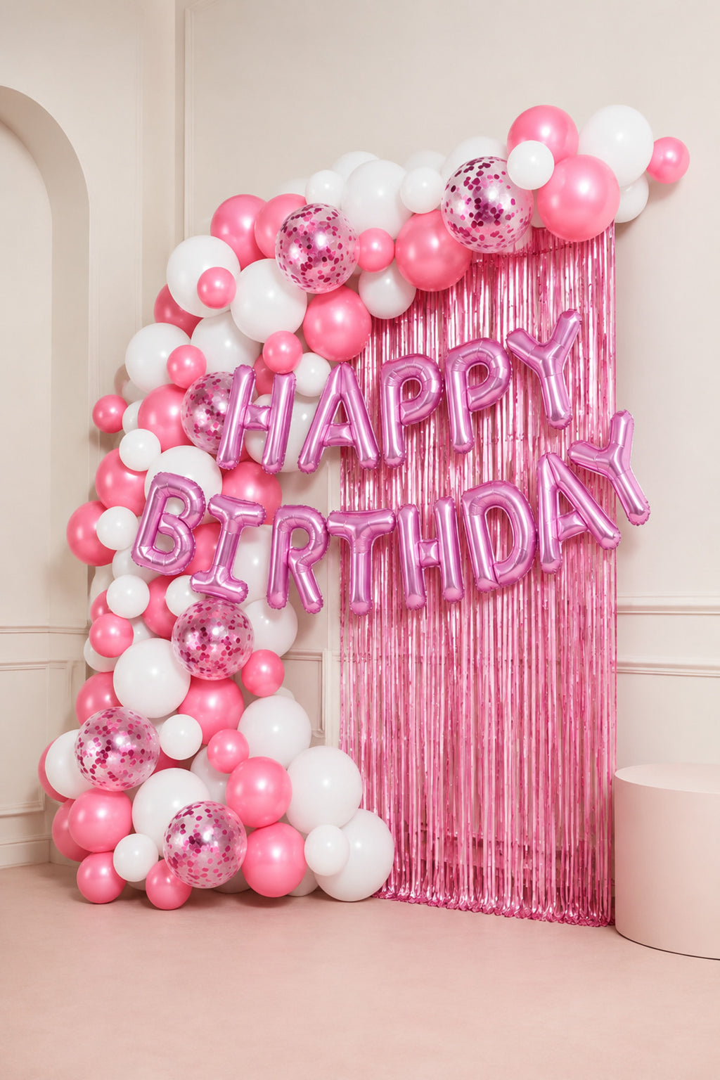 Set Decoratiuni pentru Petrecere Roz Happy Birthday 73buc