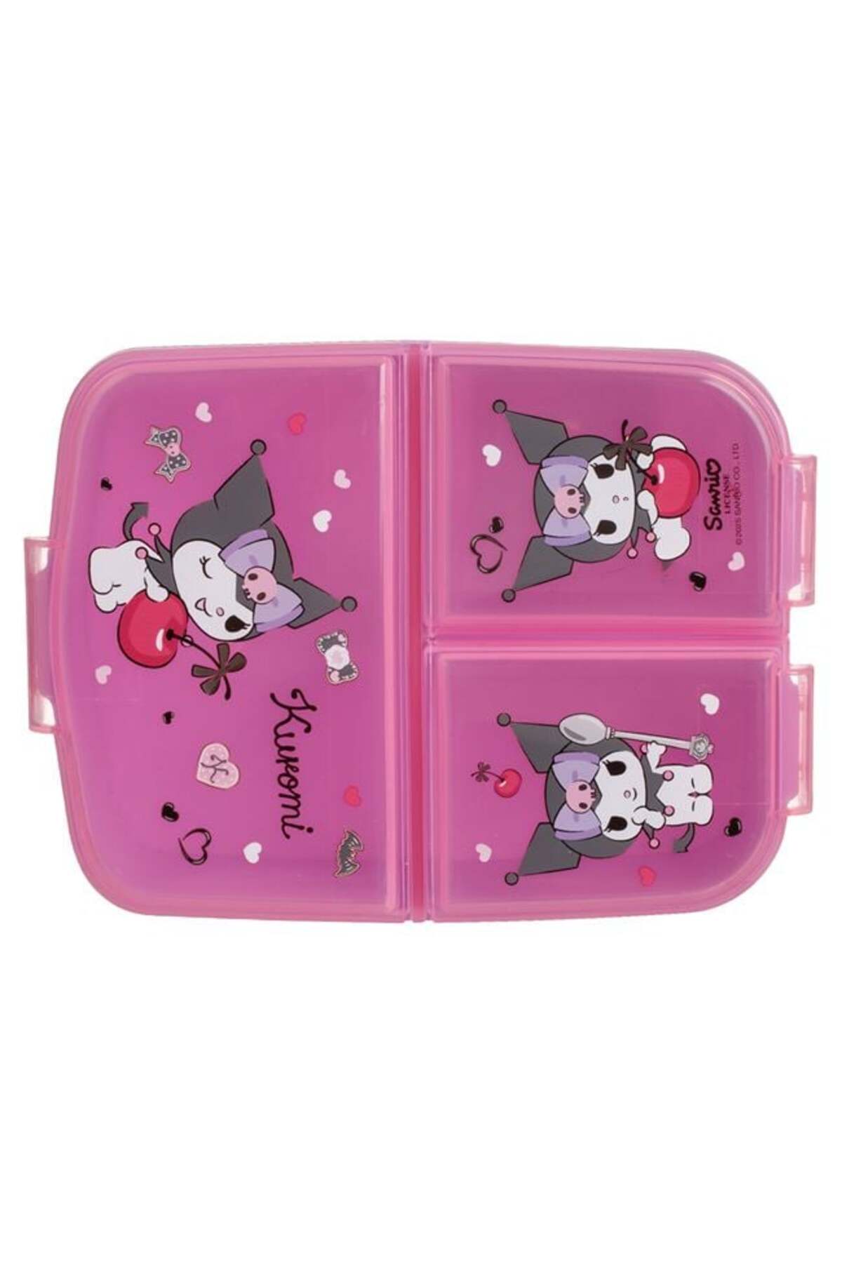 Caserola Roz cu 3 Compartimente & Model Kuromi - 790ml