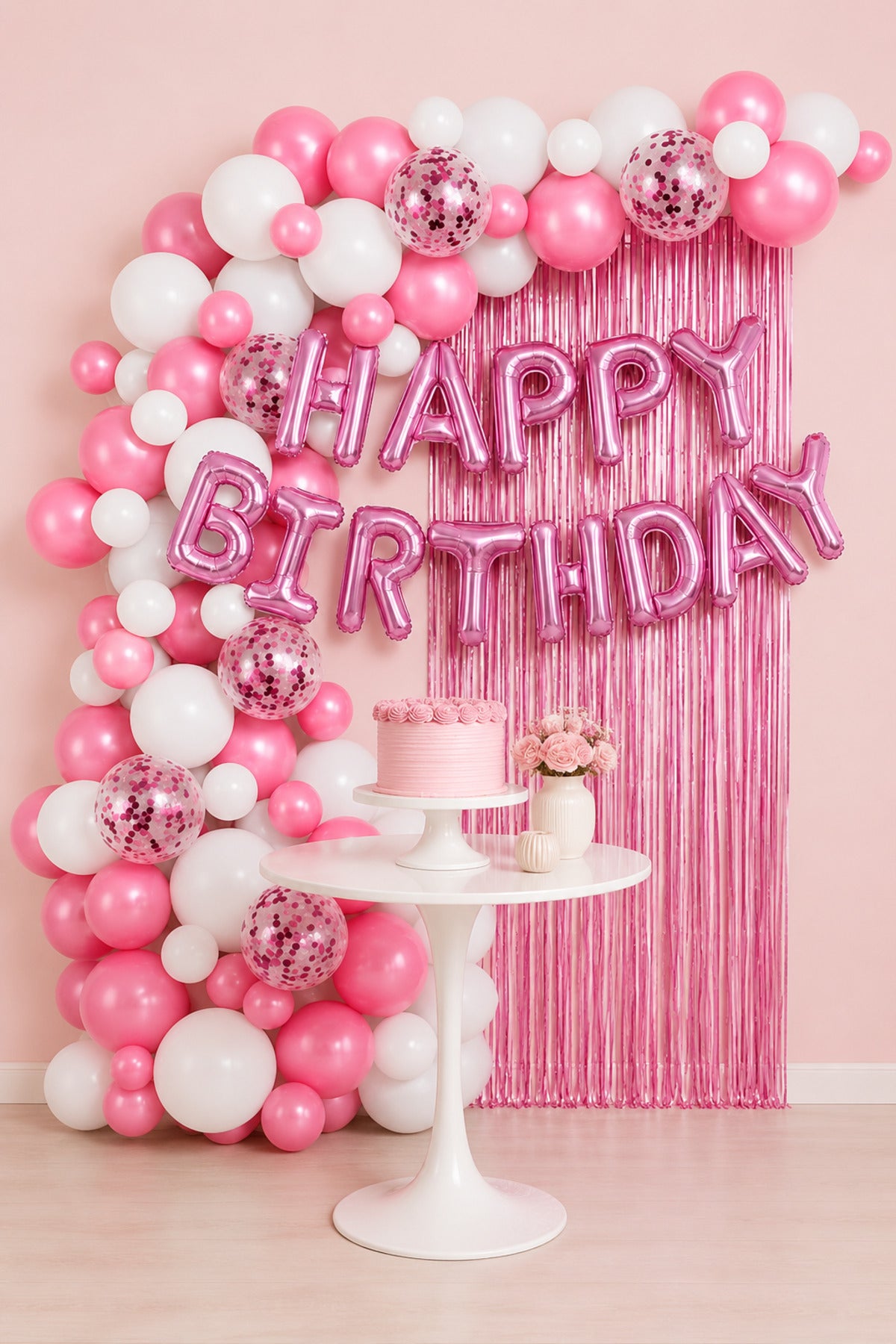 Set Decoratiuni pentru Petrecere Roz Happy Birthday 73buc
