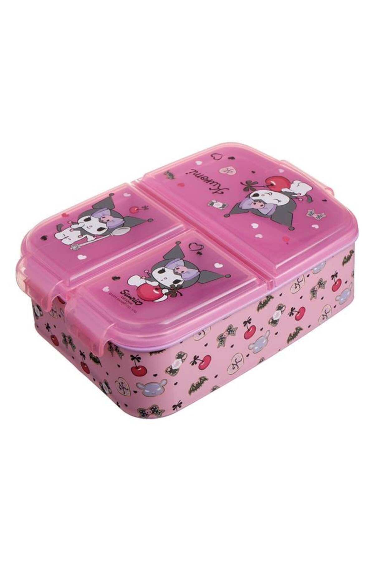 Caserola Roz cu 3 Compartimente & Model Kuromi - 790ml