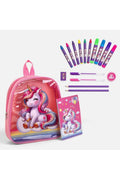 Set Scolar Roz cu Ghiozdan Unicorn & Accesorii - 18 piese