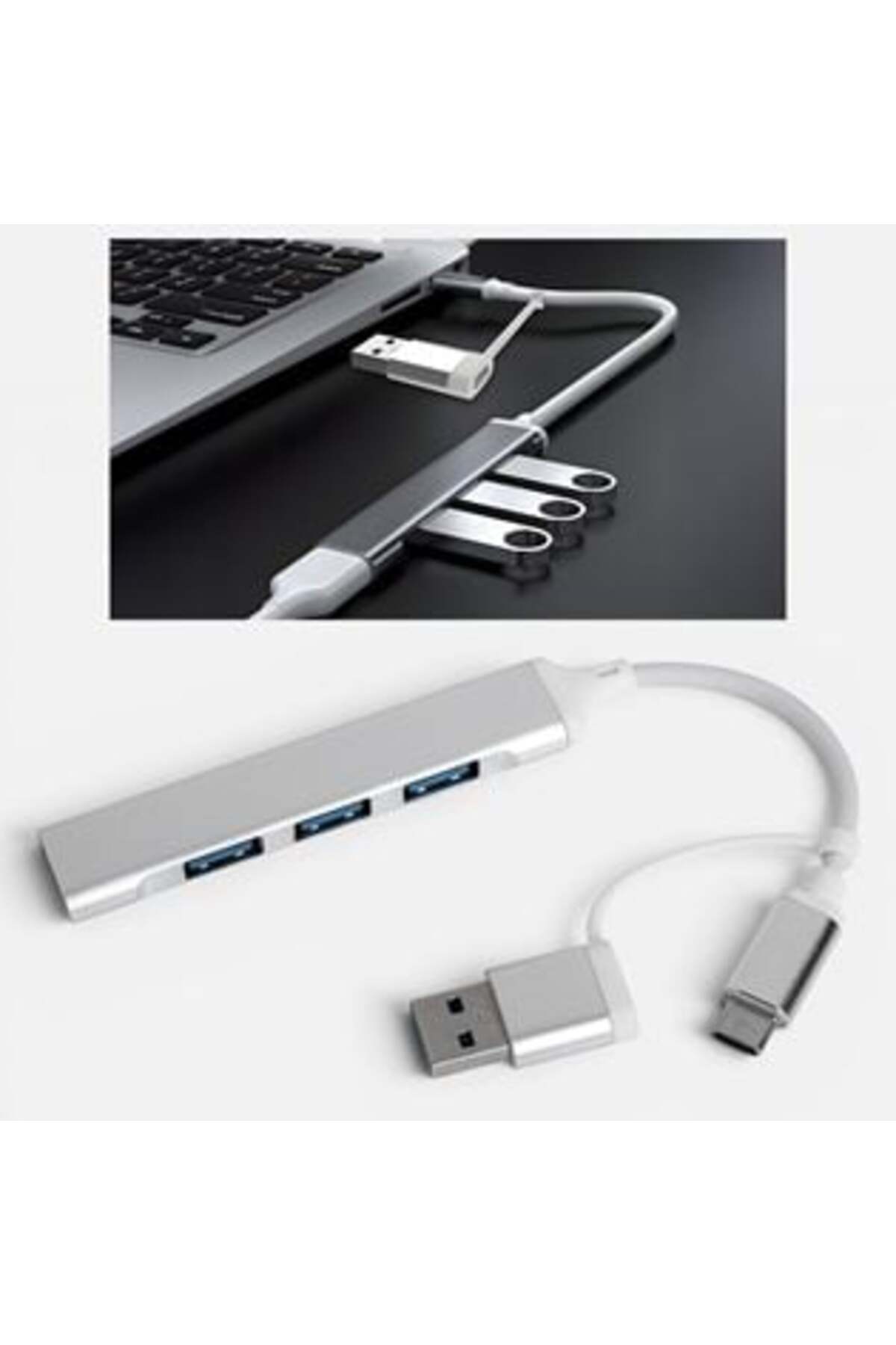 Hub USB cu 4 Porturi, Intrare USB-C & USB