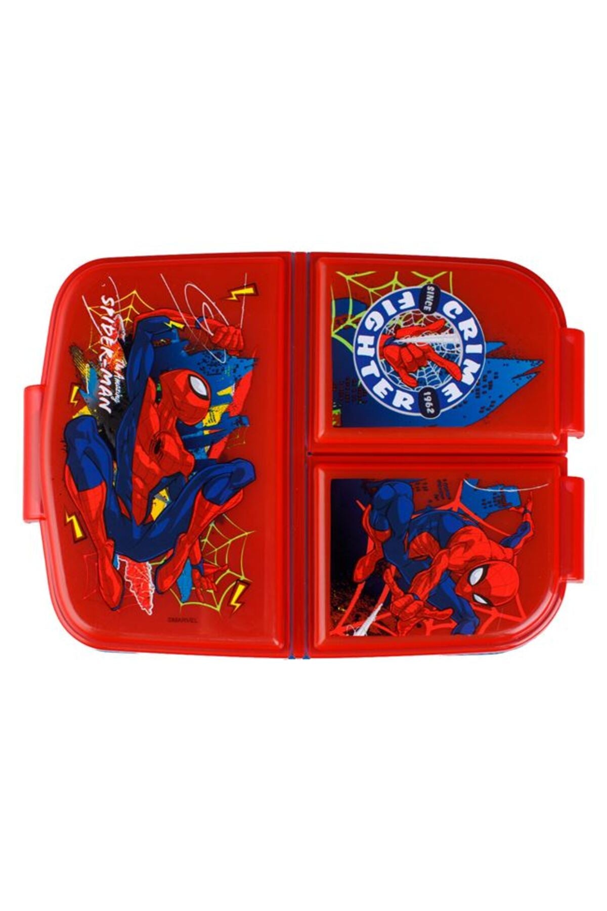 Caserola cu 3 Compartimente Albastra Rosie pentru Copii - 790 ml
