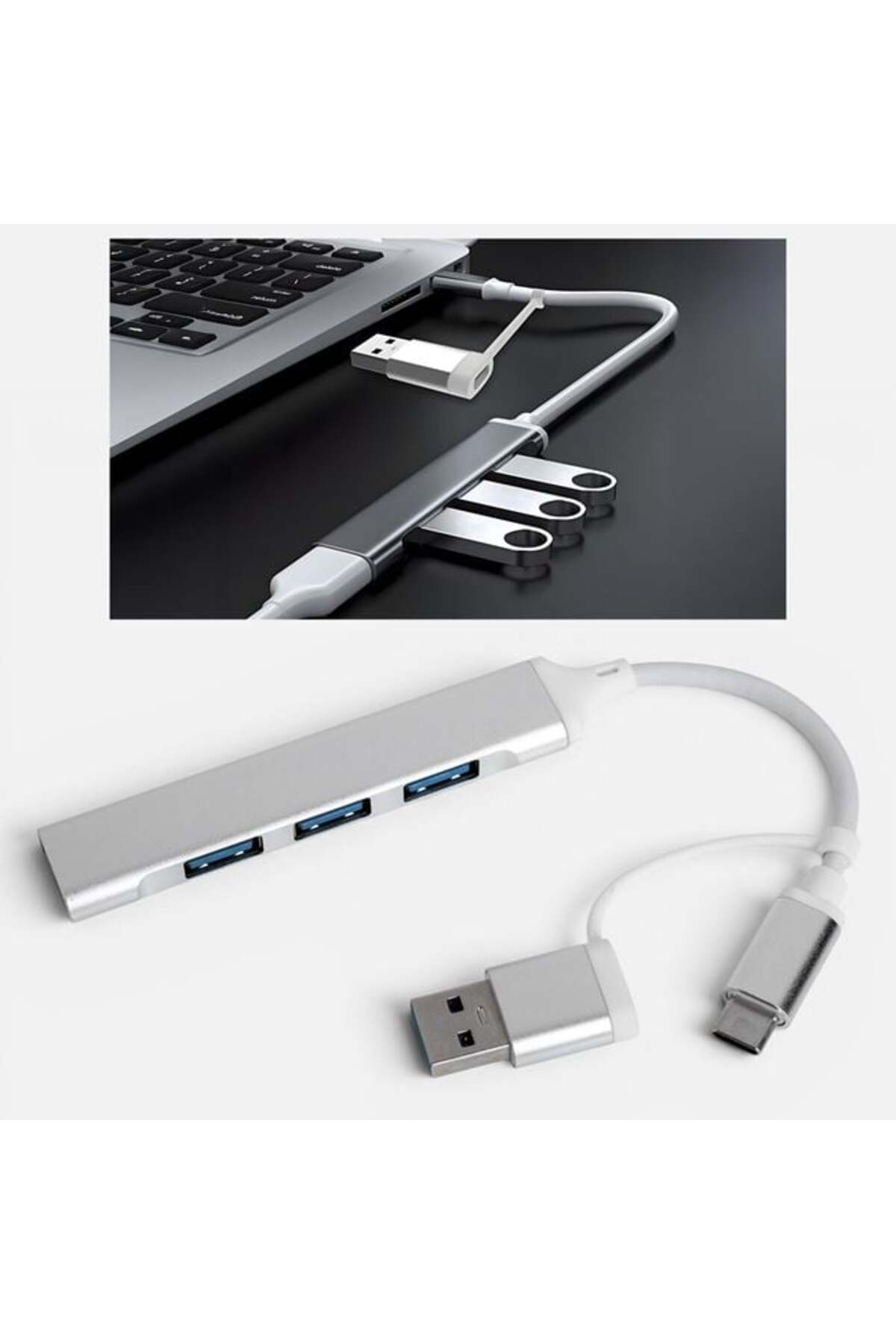 Hub USB cu 4 Porturi, Intrare USB-C & USB