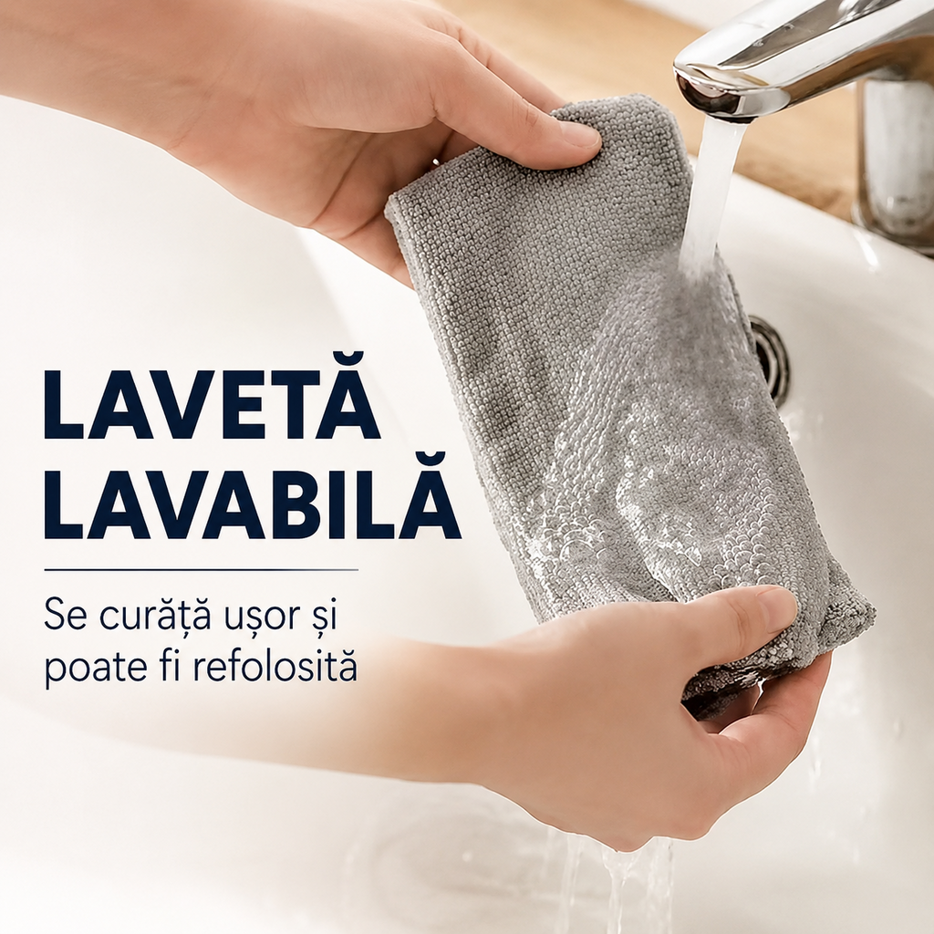 Lavetă lavabilă și reutilizabilă din microfibră